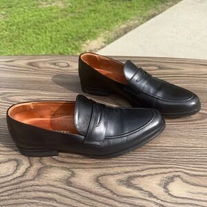 Wolf & Shepherd 9719 Mens Penny Loafer Dress Black Leather Shoes Size 8.5 US